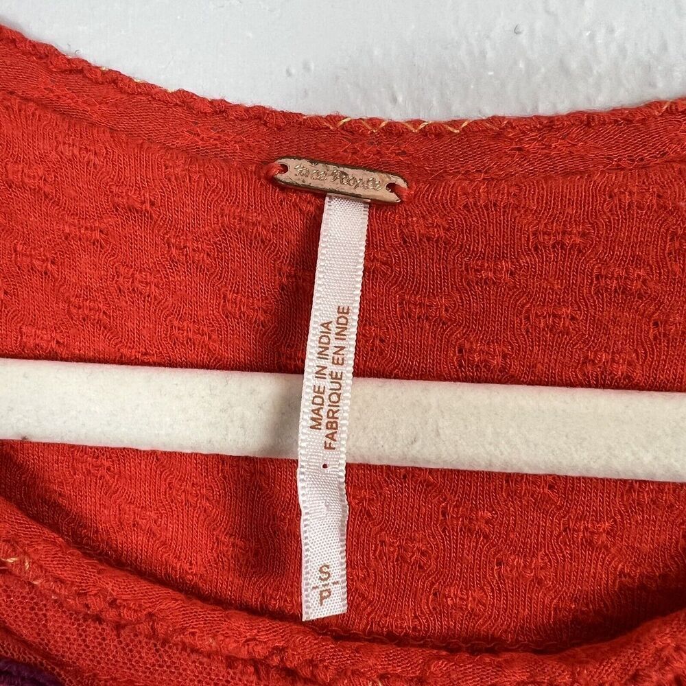 FREE PEOPLE Begonia Boho Burnt Orange Peasant Top Size Small - Picture 5 of 11
